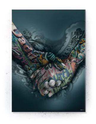 Plakatsæt / lærredsprint - Grafitti plakater med stærke budskaber