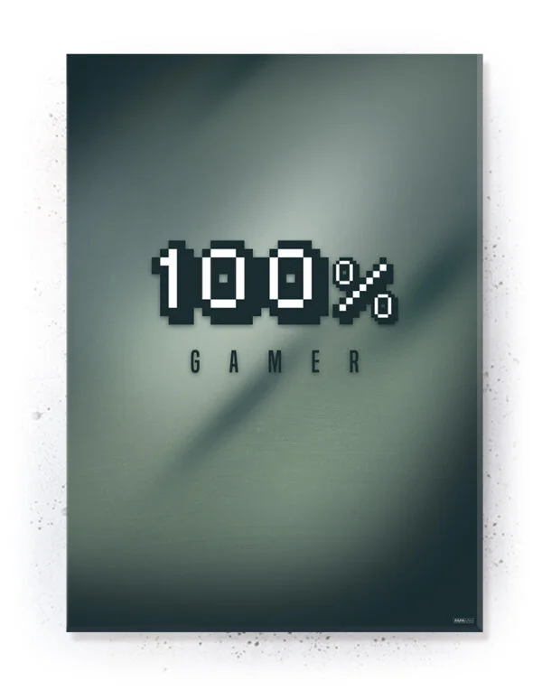100% Gamer - Plakat / Lærredsprint - Farverige gamer plakater