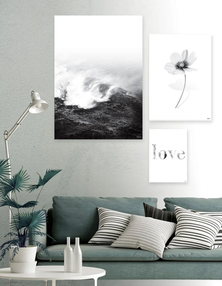 Plakatsæt / lærredsprint - Flotte artworks i sort/hvid