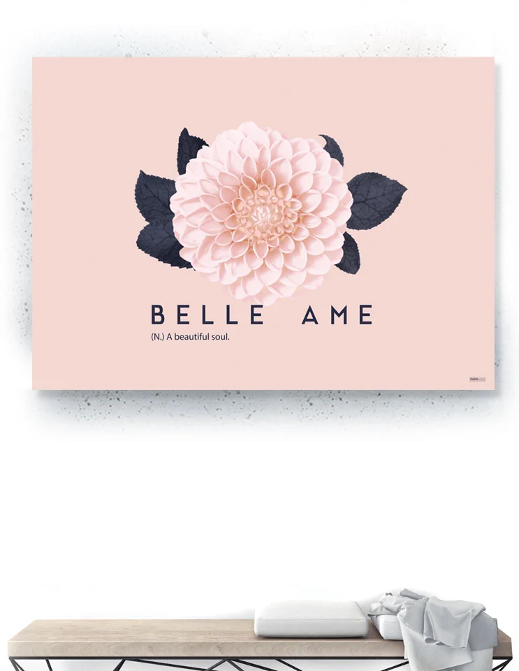 Plakat / lærredsprint i rosa og mørkeblå farver