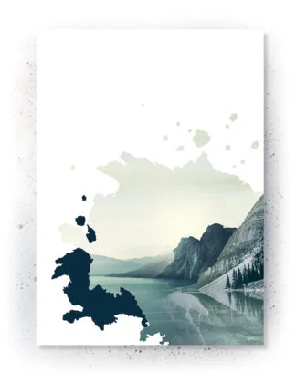 Plakat / lærredsprint med hav og bjerg / natur