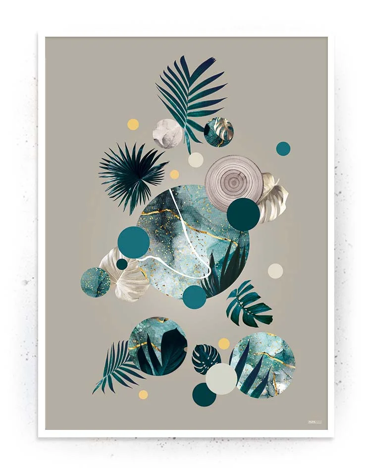 Plakat / lærredsprint - Flotte artworks i Sand/Grøn