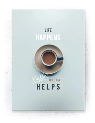 Plakat / lærredsprint med citat om kaffemocha