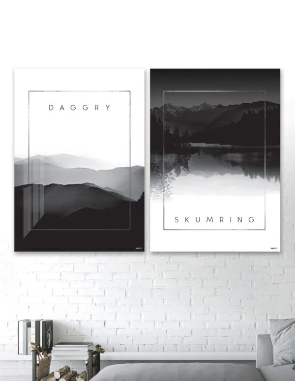 Plakatsæt / lærredsprint - Flotte artworks i sort/hvid