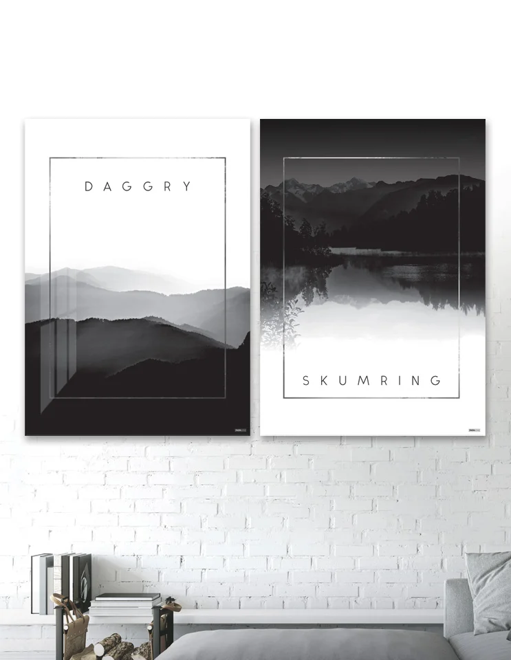 Plakatsæt / lærredsprint - Flotte artworks i sort/hvid