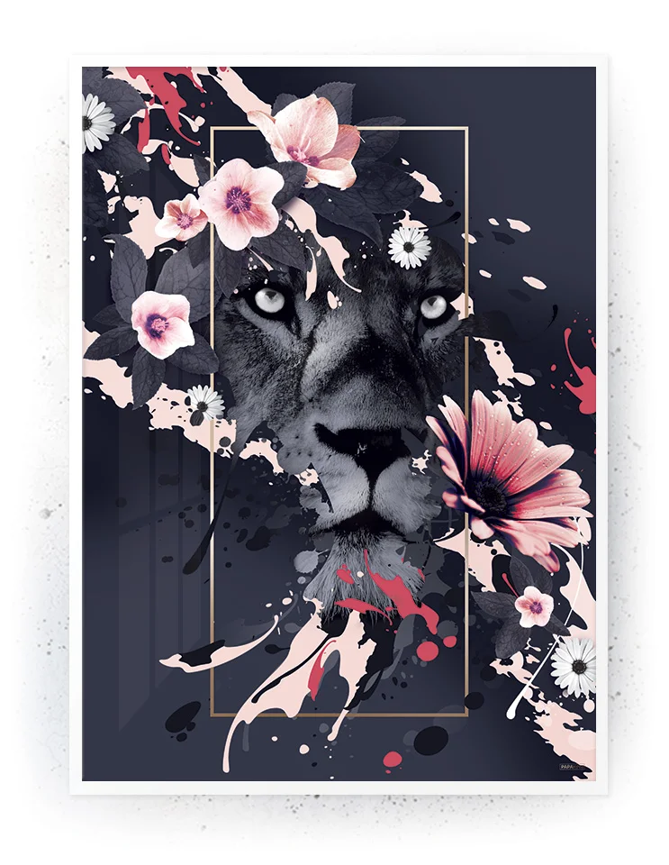 Plakat / lærredsprint i rosa og mørkeblå farver