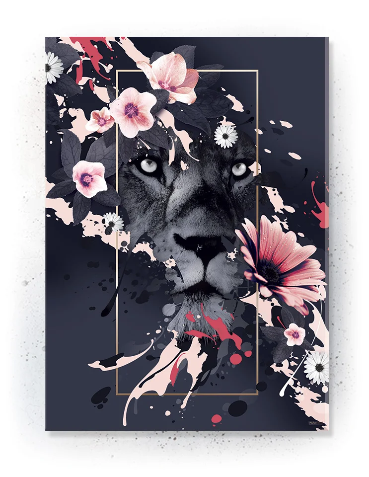 Plakat / lærredsprint i rosa og mørkeblå farver