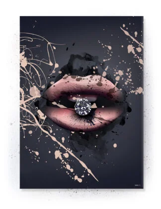 Plakat / lærredsprint i rosa og mørkeblå farver