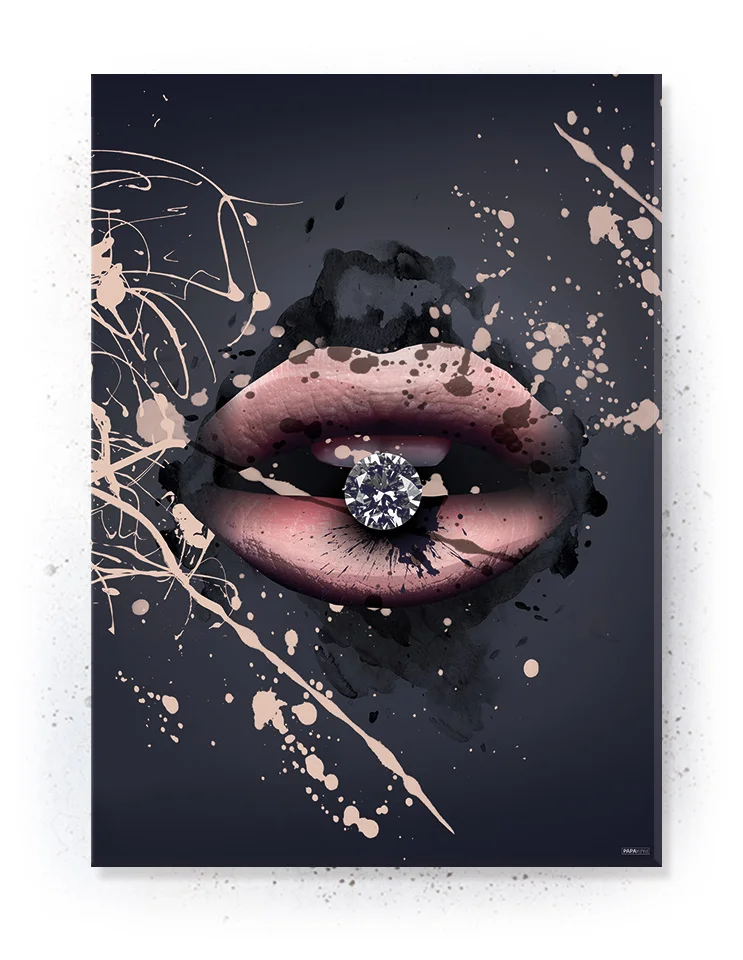 Plakat / lærredsprint i rosa og mørkeblå farver