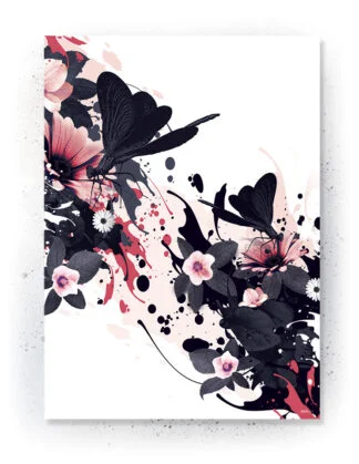 Plakat / lærredsprint i rosa og mørkeblå farver