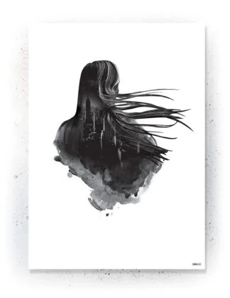 Plakat / lærredsprint - Flotte artworks i sort/hvid