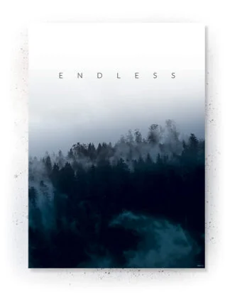 Plakat / Lærredsprint med skov og tekst