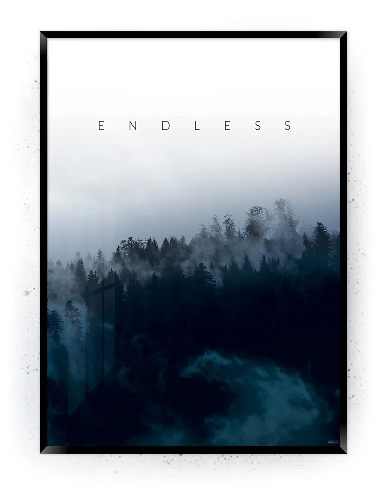 Plakat / Lærredsprint med skov og tekst