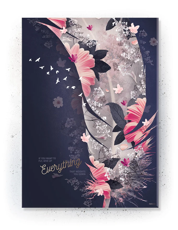 Plakat / lærredsprint i rosa og mørkeblå farver