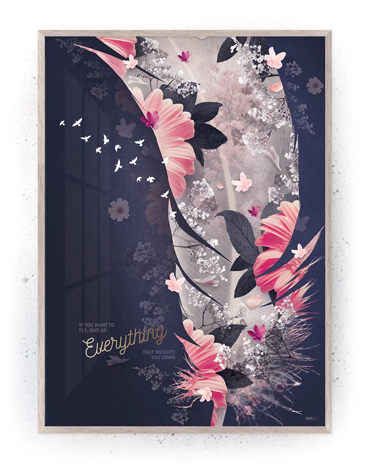 Plakat / lærredsprint i rosa og mørkeblå farver