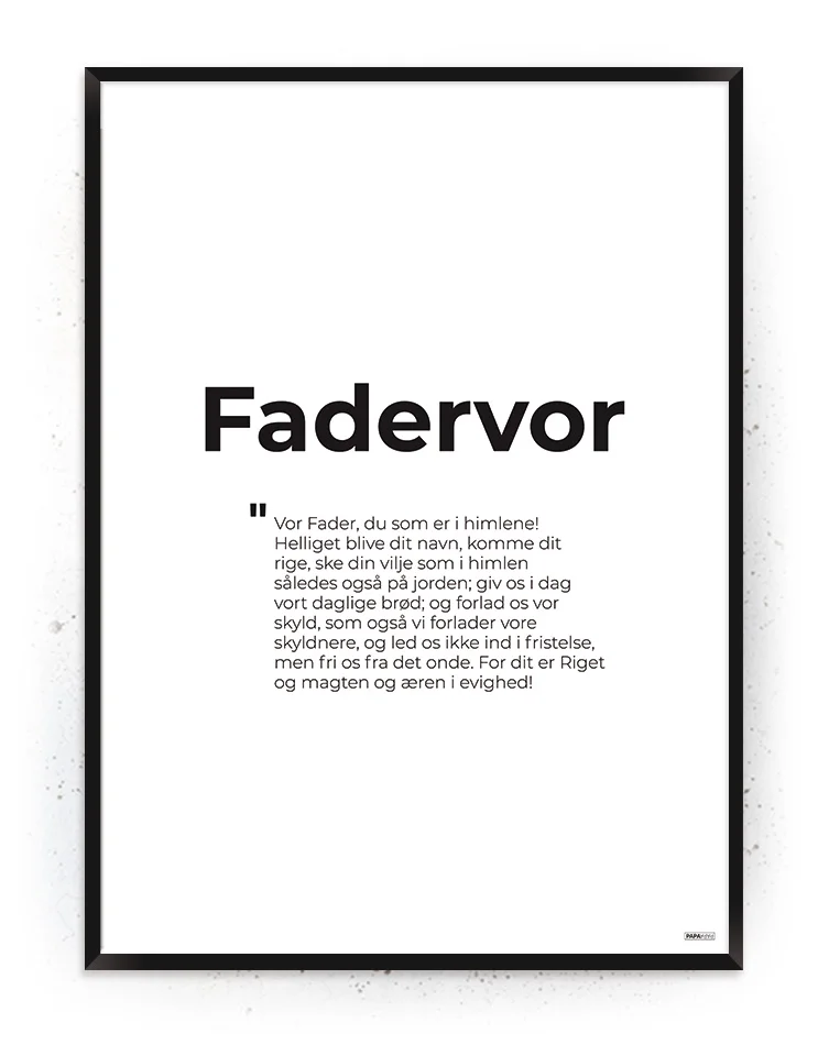 Fadervor - Plakat / Lærredsprint med citat
