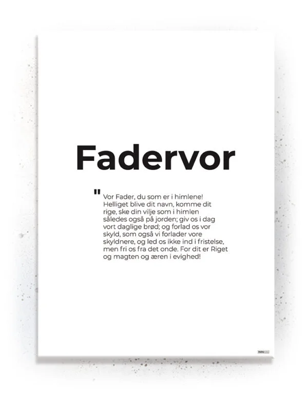 Fadervor - Plakat / Lærredsprint med citat