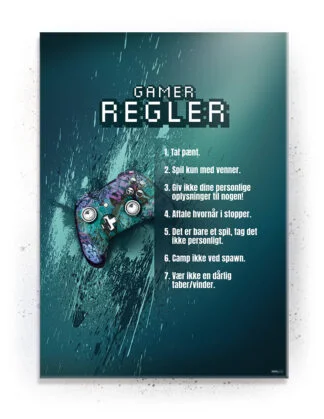 Gamer regler - Plakat / Lærredsprint - Farverige gamer plakater