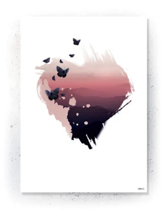 Plakat / lærredsprint i rosa og mørkeblå farver