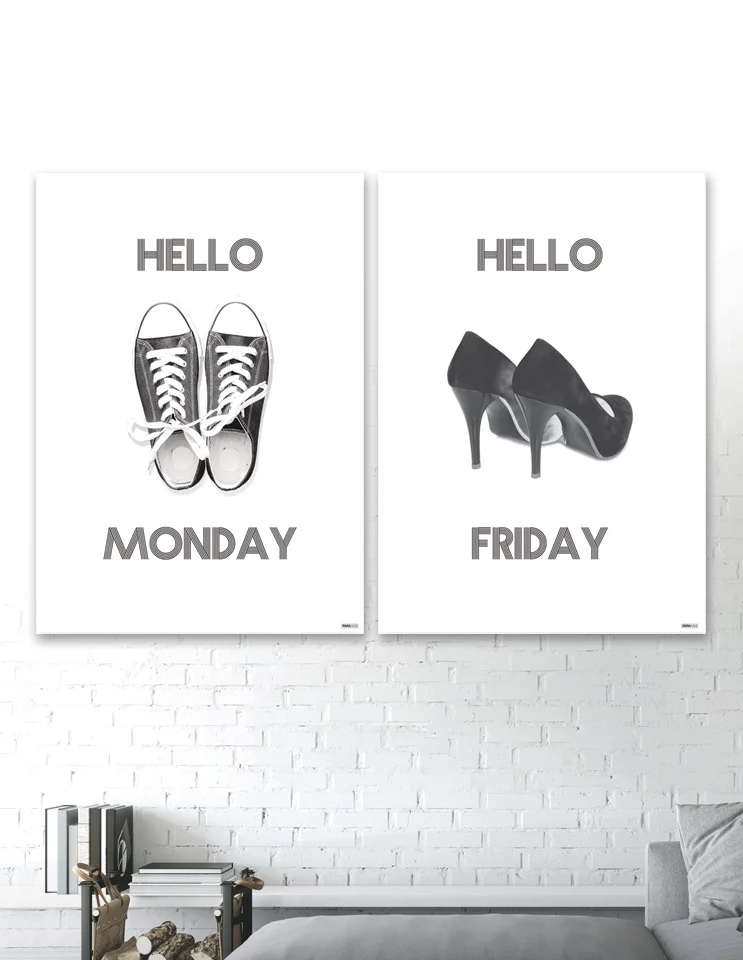 Plakatsæt / lærredsprint - Flotte artworks i sort/hvid