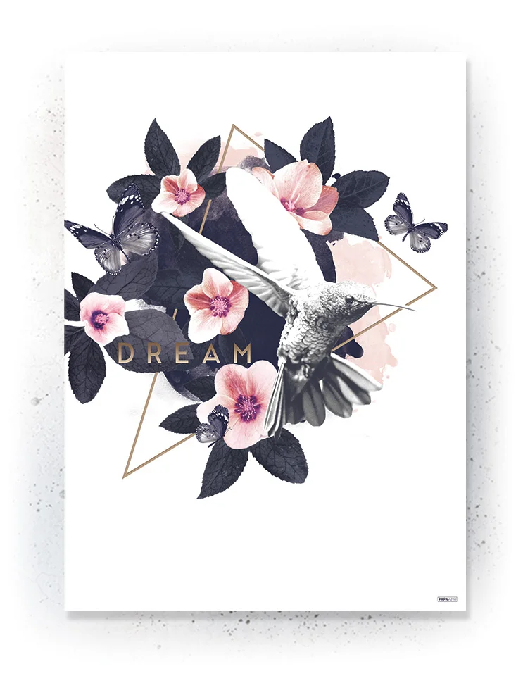 Plakat / lærredsprint i rosa og mørkeblå farver