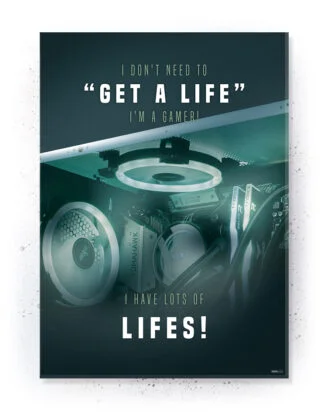 Get a life - Plakat / Lærredsprint - Farverige gamer plakater