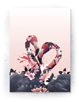 Plakat / lærredsprint i rosa og mørkeblå farver