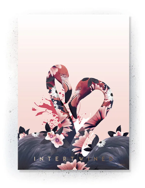 Plakat / lærredsprint i rosa og mørkeblå farver