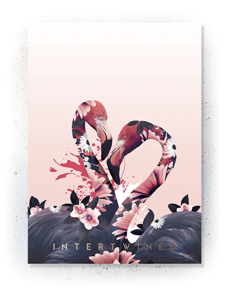 Plakat / lærredsprint i rosa og mørkeblå farver