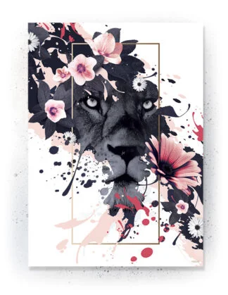 Plakat / lærredsprint i rosa og mørkeblå farver