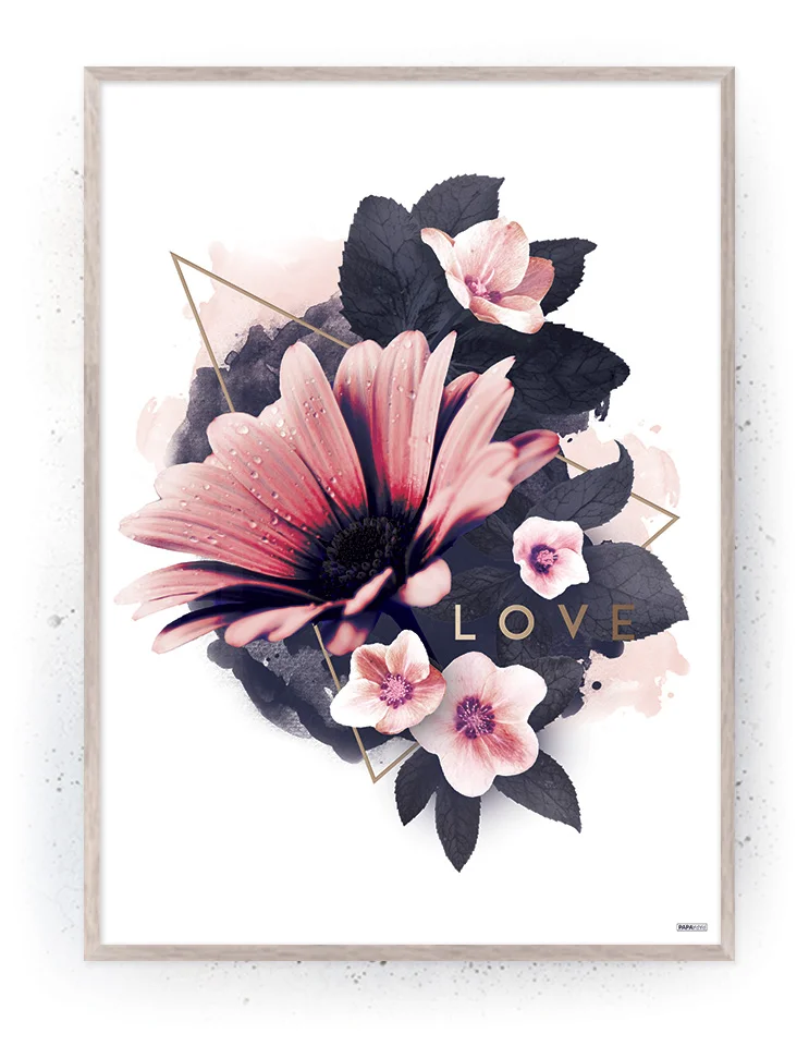 Plakat / lærredsprint i rosa og mørkeblå farver