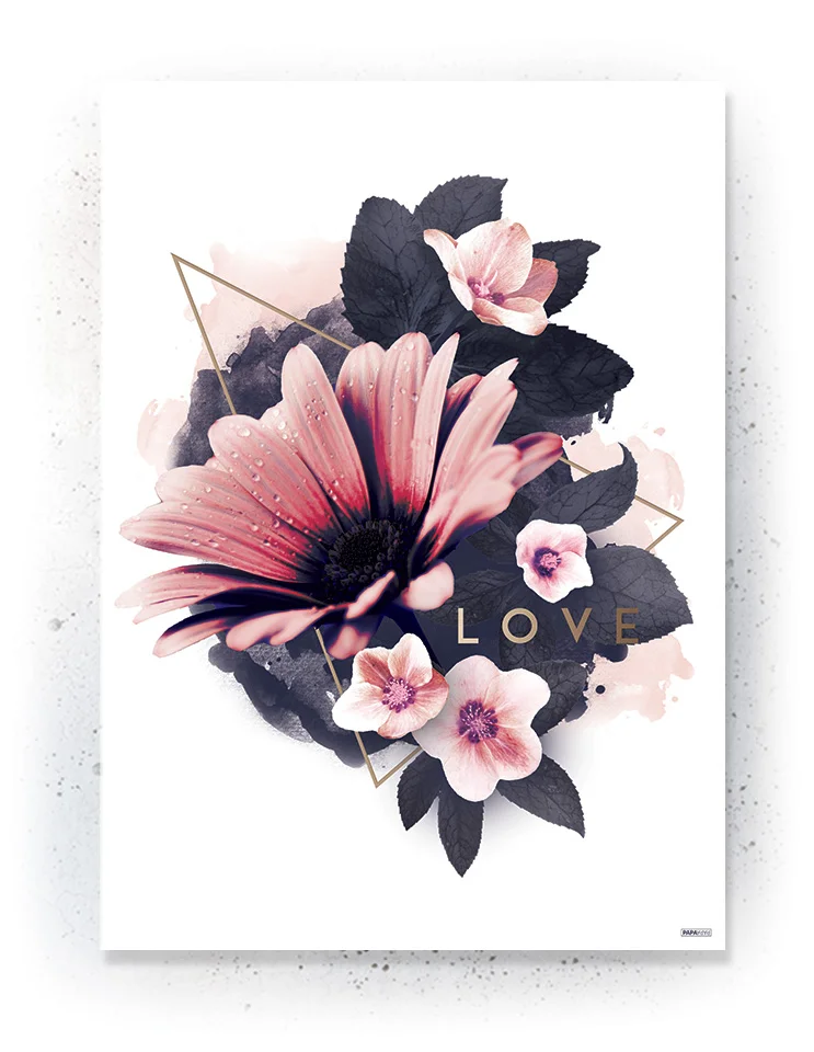 Plakat / lærredsprint i rosa og mørkeblå farver