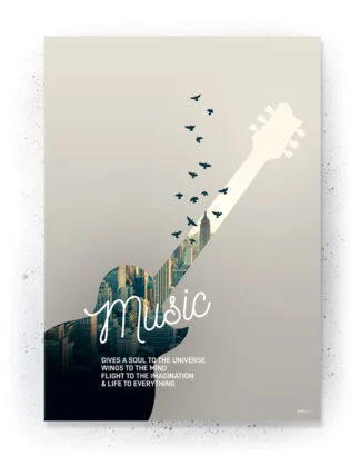 Music / Light - Plakat / Lærredsprint - inspirations citat