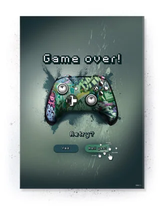 Game Over - Plakat / Lærredsprint - Farverige gamer plakater