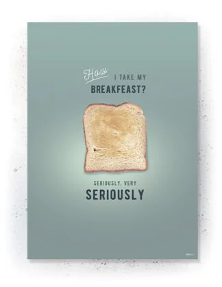 Plakat / lærredsprint med citat om morgenmad