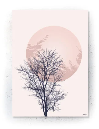 Plakat / lærredsprint i rosa og mørkeblå farver