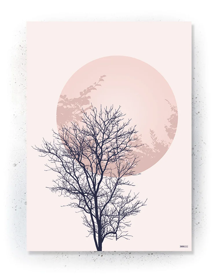 Plakat / lærredsprint i rosa og mørkeblå farver