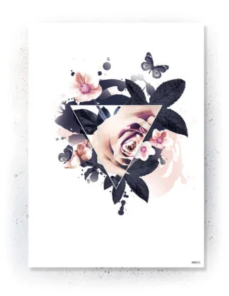 Plakat / lærredsprint i rosa og mørkeblå farver