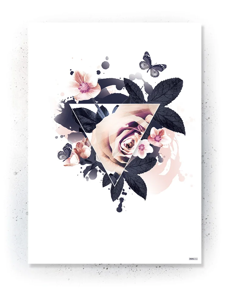 Plakat / lærredsprint i rosa og mørkeblå farver