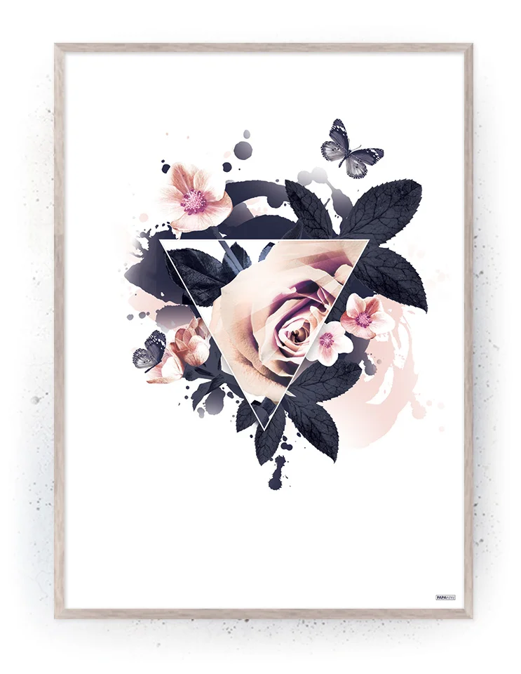 Plakat / lærredsprint i rosa og mørkeblå farver