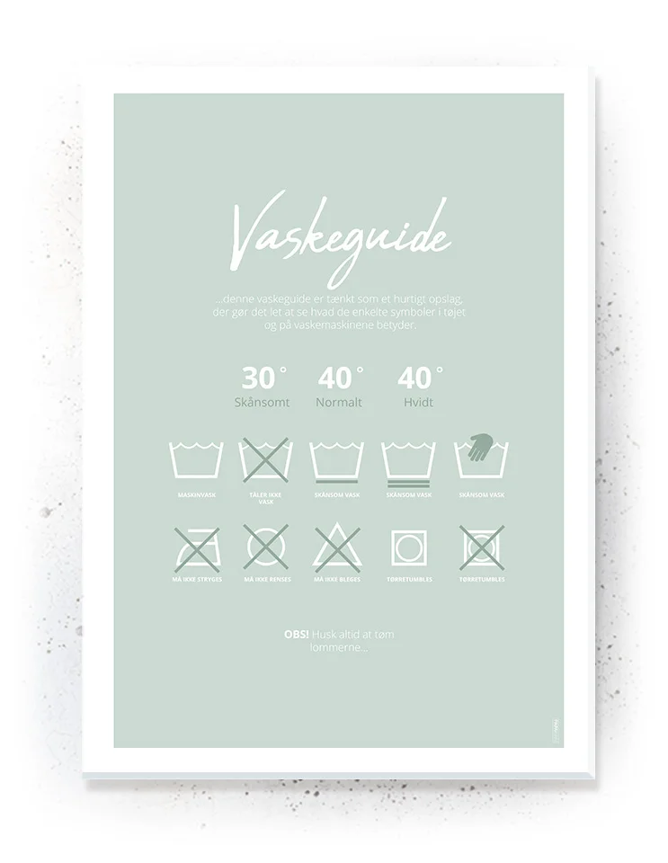 Vaskeguide - Plakat / Lærredsprint med citat