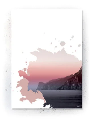 Plakat / lærredsprint i rosa og mørkeblå farver