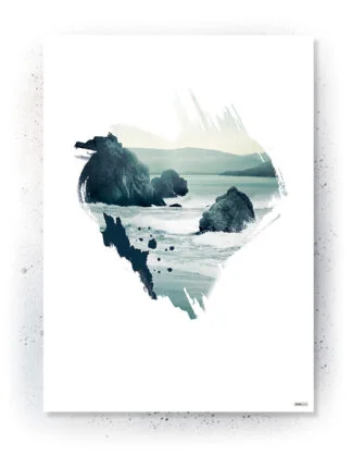 Plakat med hjerte og hav