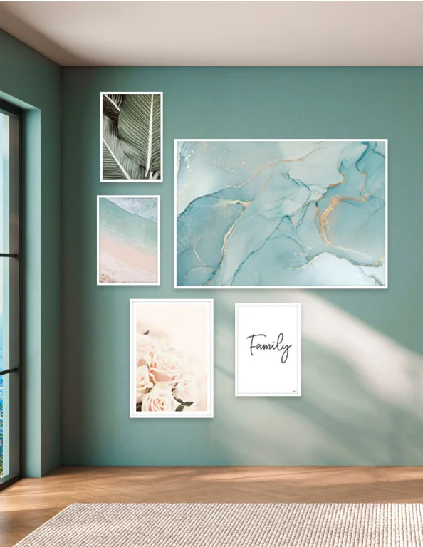 Plakatsæt / lærredsprint - Flotte artworks i nydelige nedtonede pastel farver