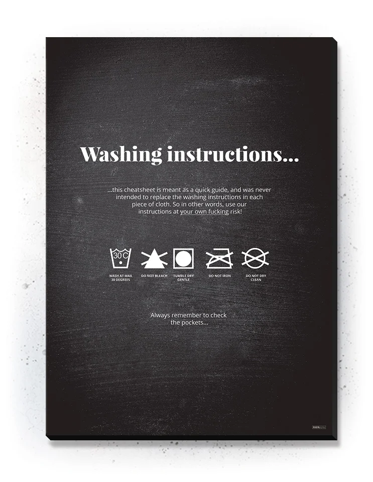 Washing instructions - Plakat / Lærredsprint med citat