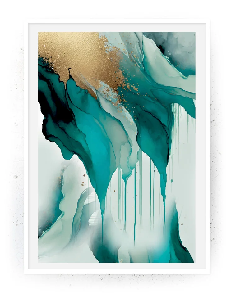 Gold waterfall - turkis - grøn og blå plakat