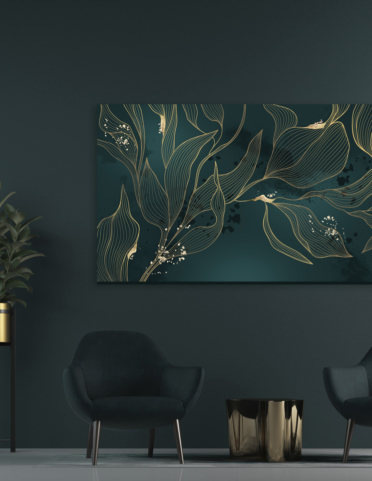 Line art leaves Green 1920x960px produkt