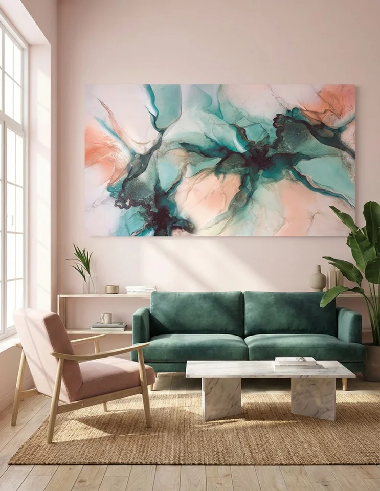 Lærredsprint: Colors of creation (Rosa og grøn)