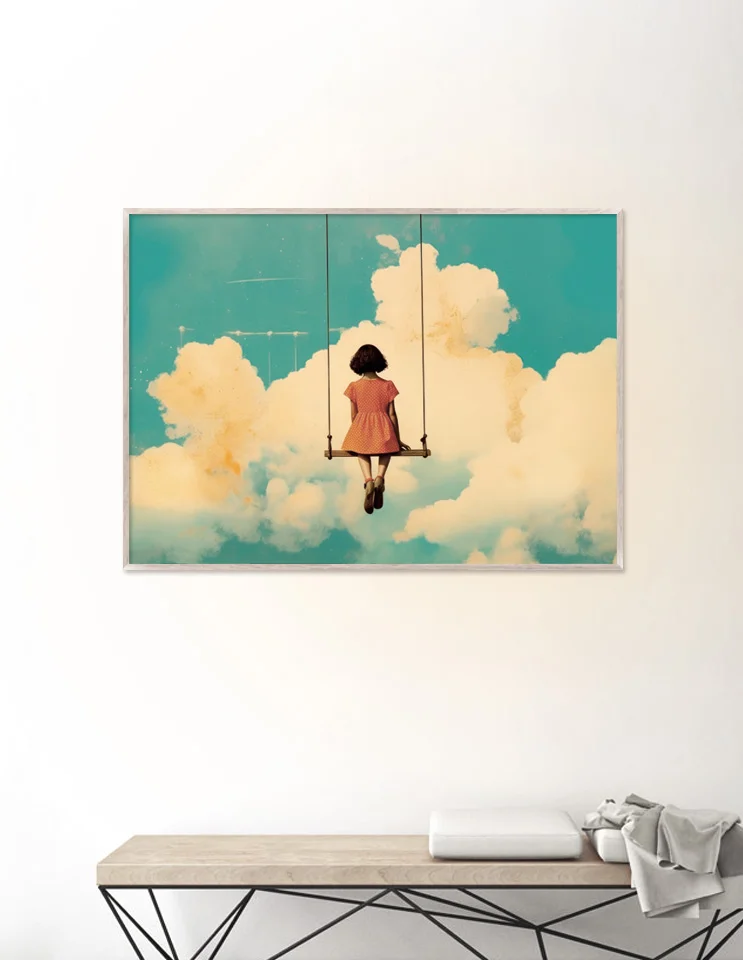 Plakat: Pige på gynge