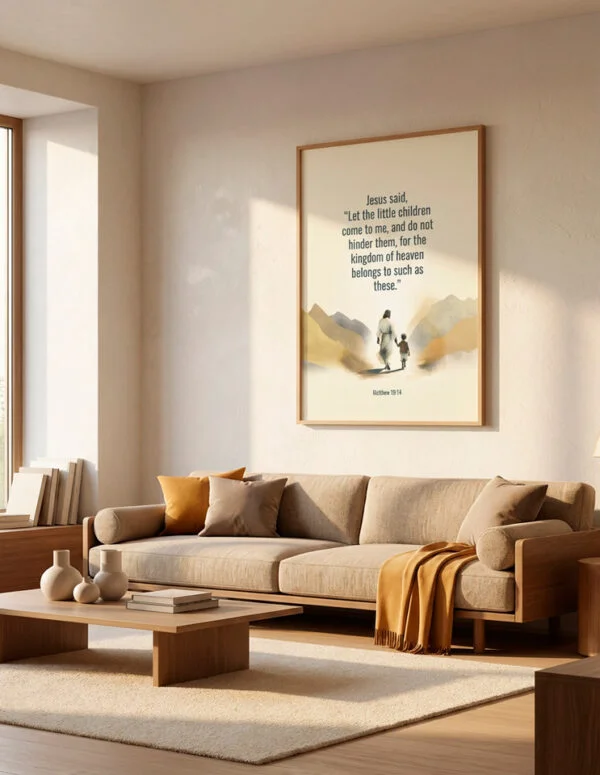 Jesus plakat: Let the little childeren come to me Word of God